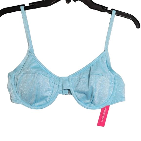 Xhilaration Blue Underwire Metallic Print Bikini Top Size M - Picture 3 of 7